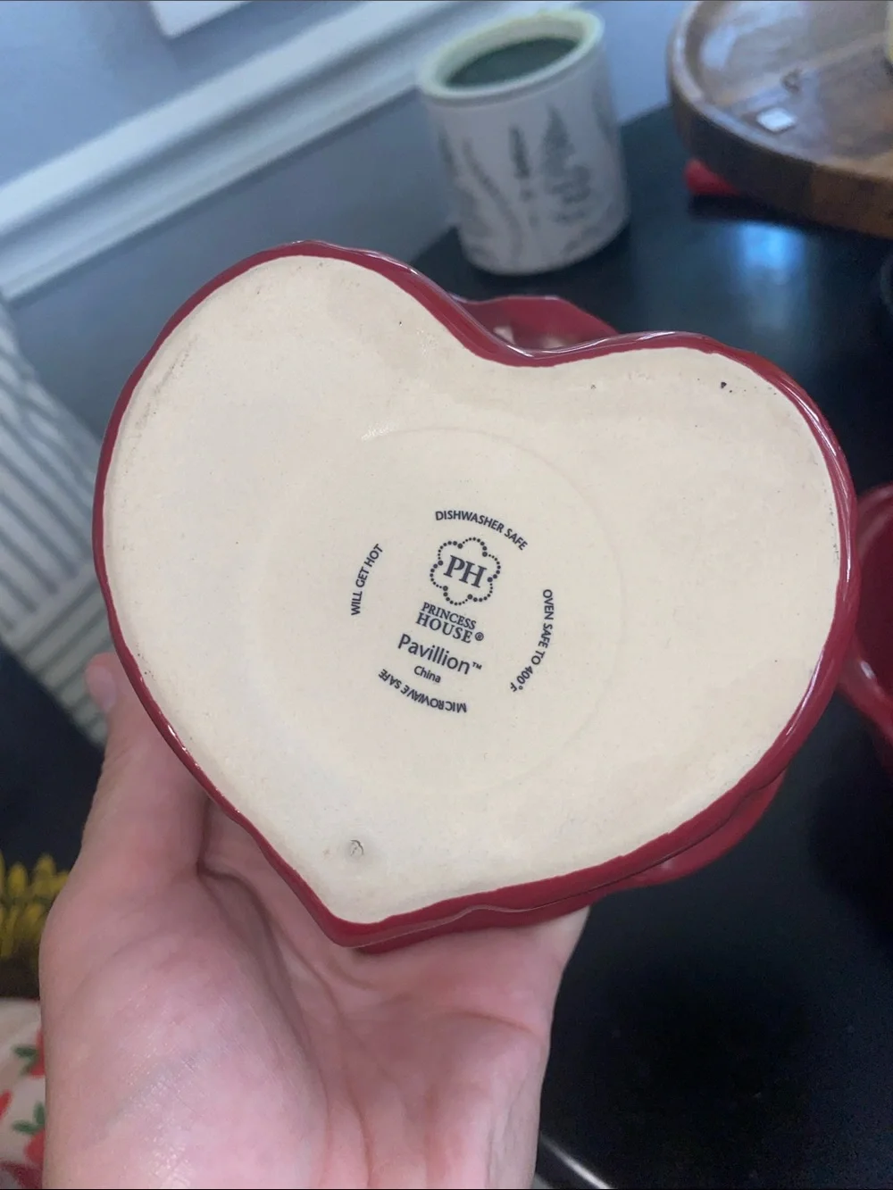 Princess House Red Heart Ceramic Ramekins - Set of 2
